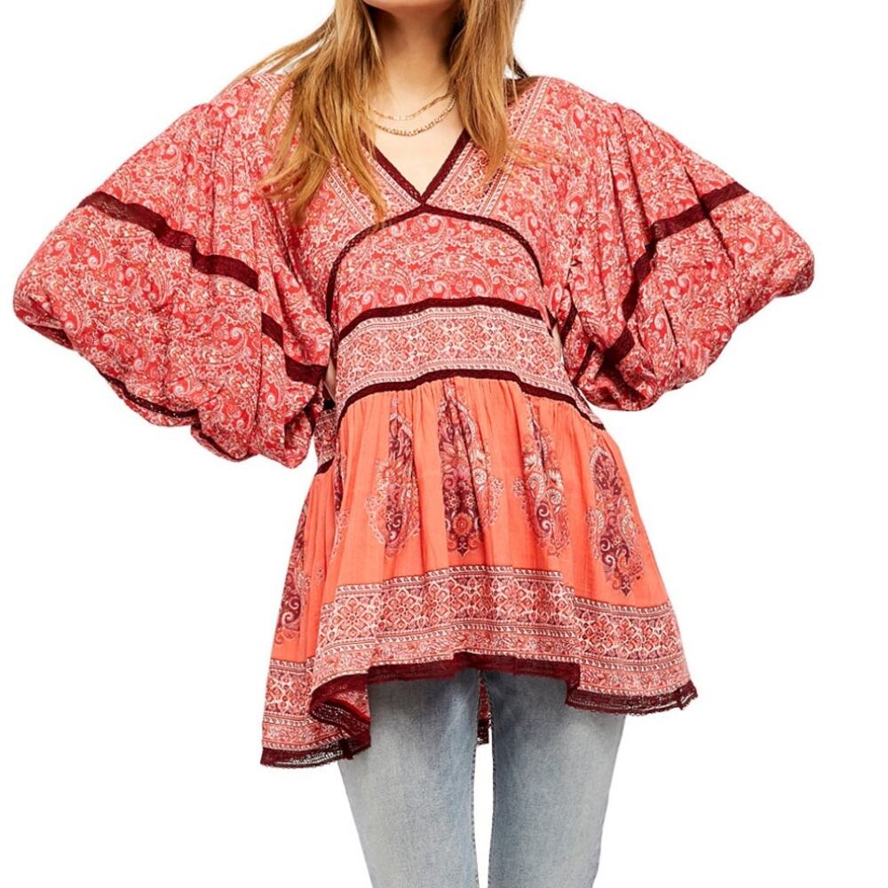 NEW Free People Top Revolve Luna Scarf Printed Tunic /Dress Boho Women's XS/S